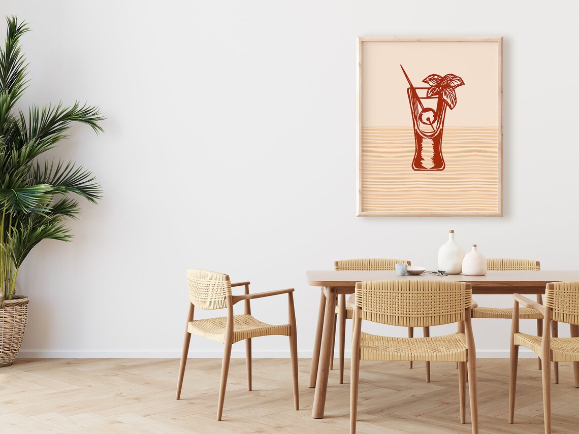 Boho Cocktail Wall Art, Minimalist Modern Art - Image 2