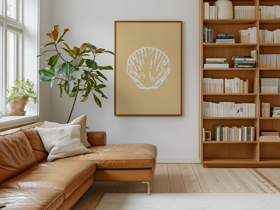 Minimalist Seashell Coastal Wall Art Simple Ocean Themed Print For Coastal Home Or Beach Themed Room Decor