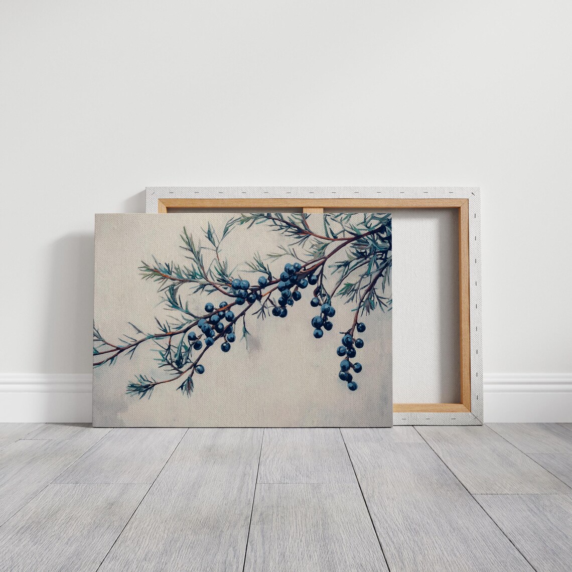 Juniper Berry Branch Blue Berries Watercolor Botanical Wall Art Poster - Image 4