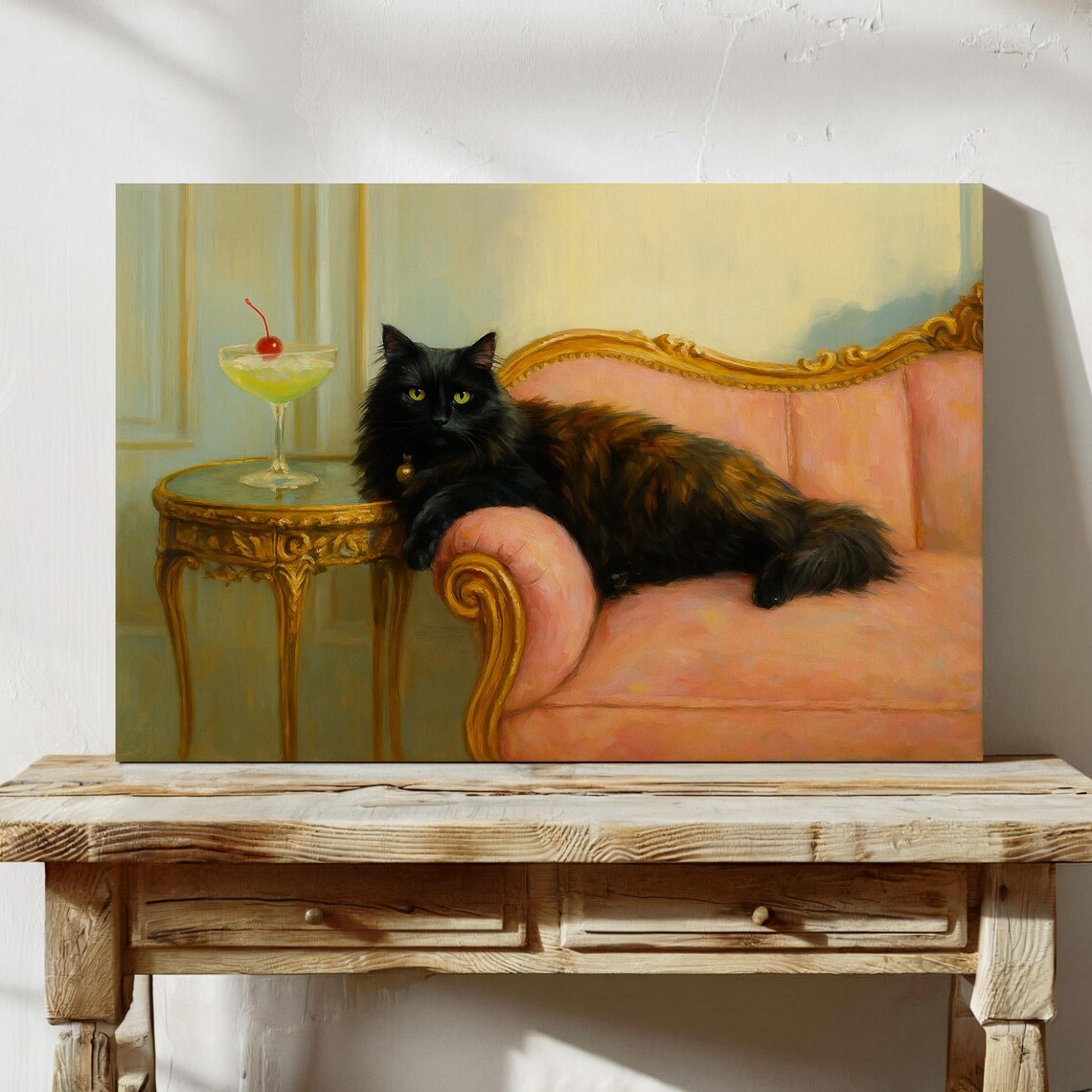 Black Cat, Vintage Glamorous Bar Decor