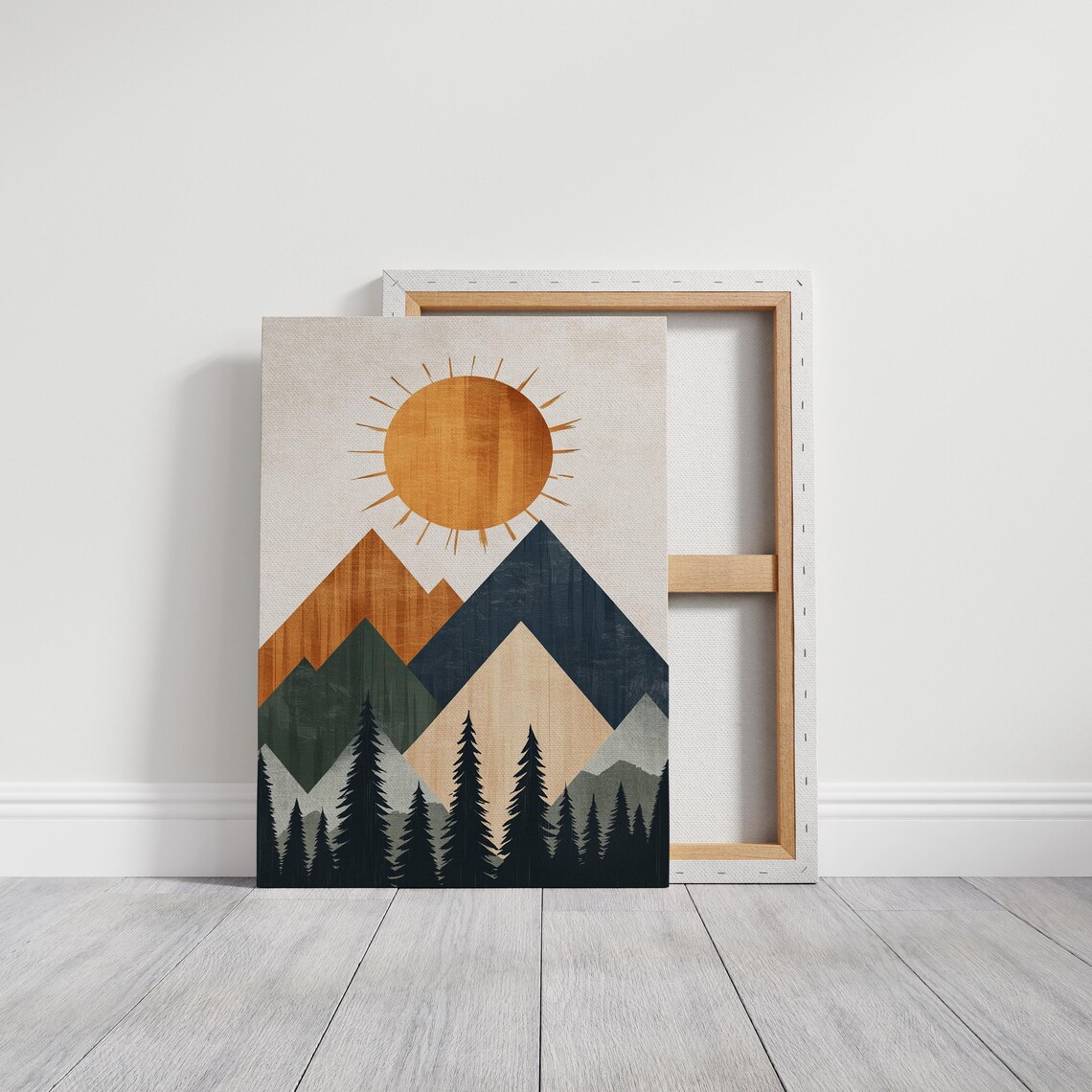 Modern Geometric Mountain Poster, Minimalist Landscape - Image 4