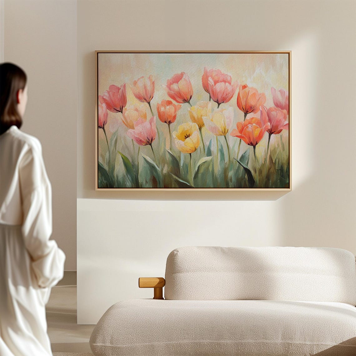 Vibrant Tulip Blooms Painterly Spring Garden Colorful Floral Art Print - Image 2