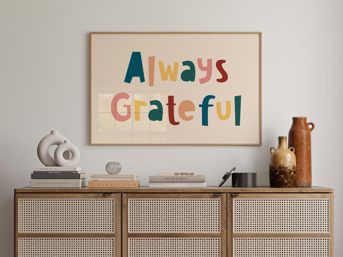 Always Grateful Colorful Retro Typography Positive Affirmation Poster - Image 2