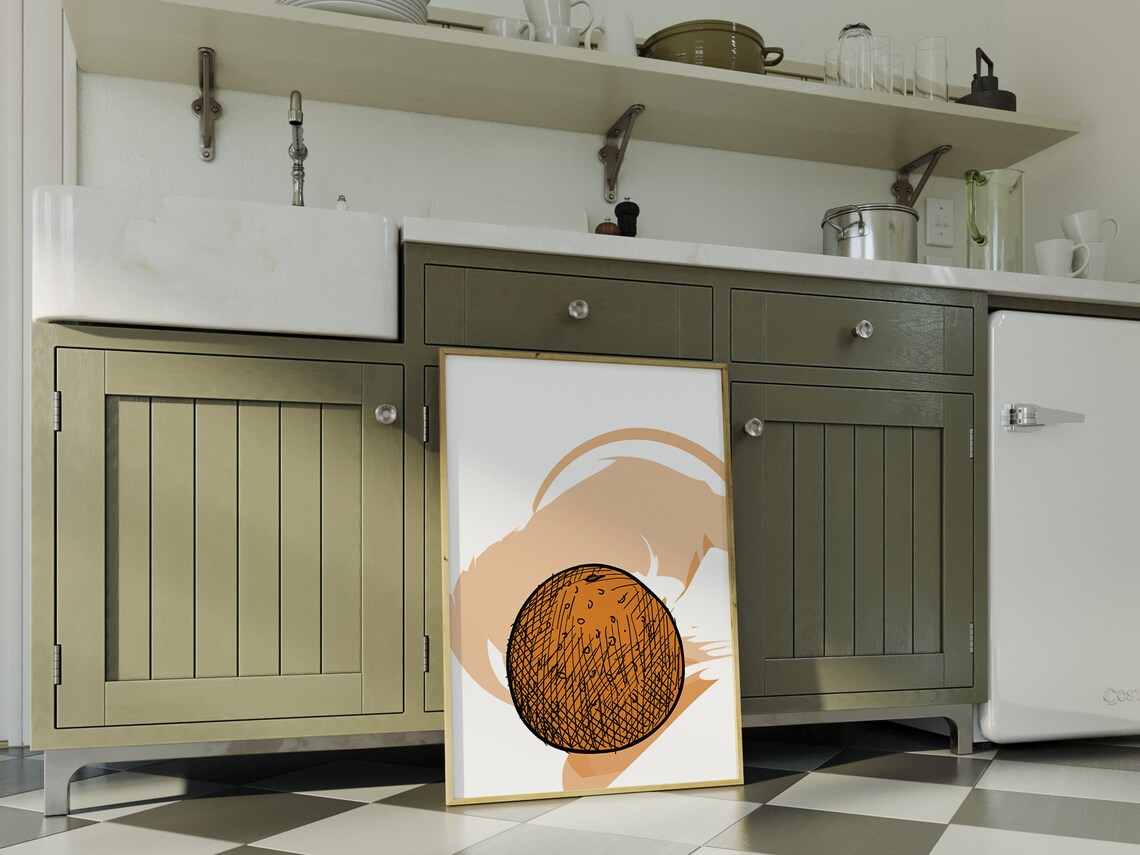 Orange Fruit Kitchen Wall Art Boho Minimalist Prints Modern Art Kitchen Prints Art File - Image 4
