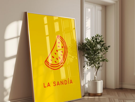La Sandia Art Print Mexian Loteria Prints Boho Minimalist Prints Bohominimalistdecor Cowboy Art Physical Poster Print Shipped To You