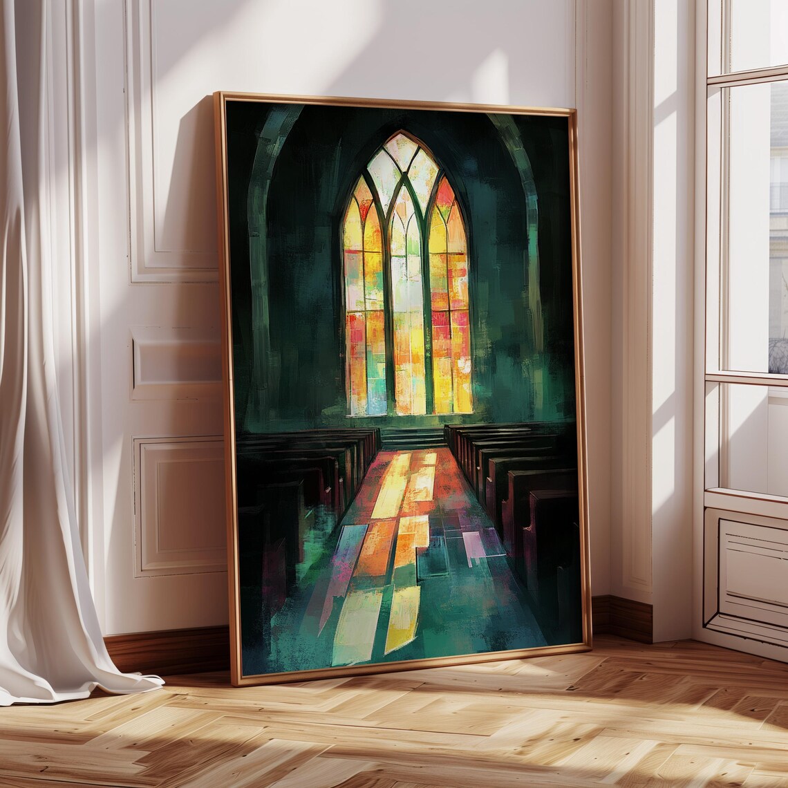 Stained Glass Church Window, Christian Worship Art Print - Image 4