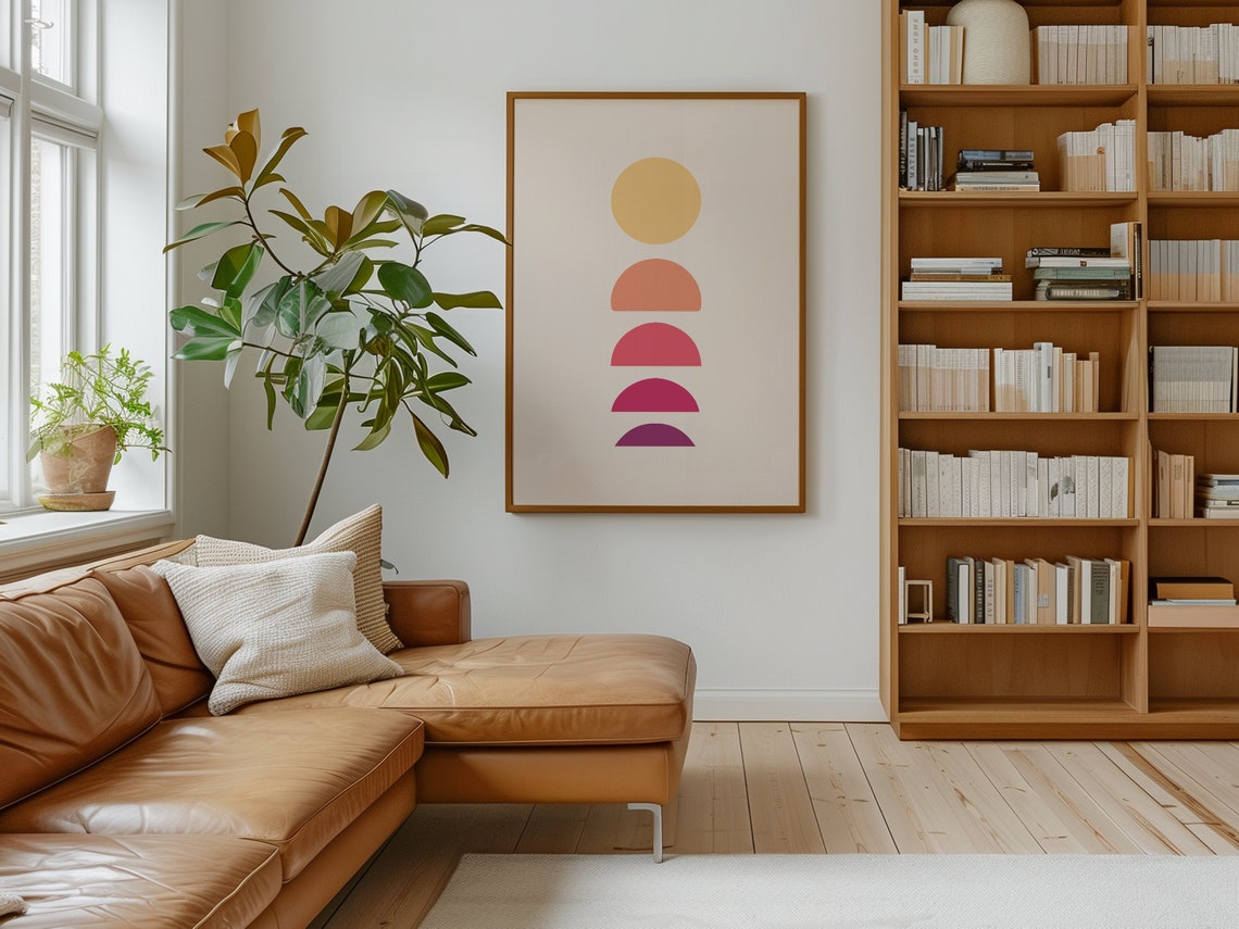 Minimalist Gradient Sunrise Arcs Yellow Pink Modern Boho Poster - Image 2