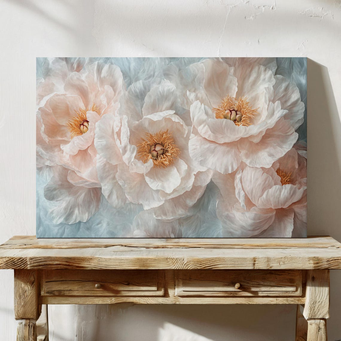 Blush Peony Pink Cream Soft Floral Botanical Romantic Flower Wall Art - Image 5