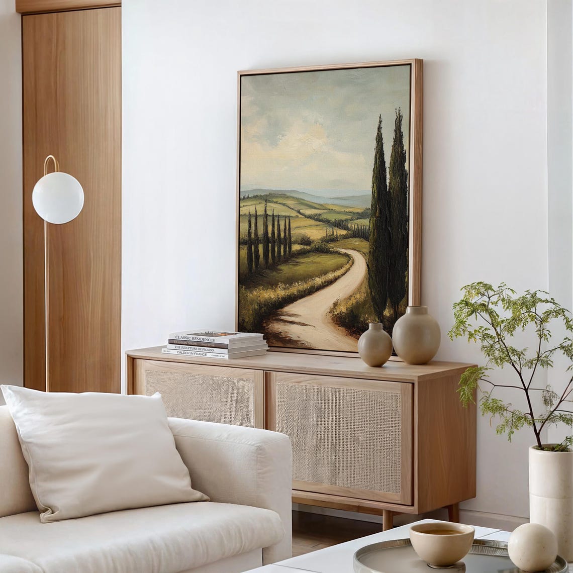 Tuscany Landscape Painting Rolling Hills And Cypress Trees Serene Countryside Wall Art For Rustic Mediterranean Decor - Image 4