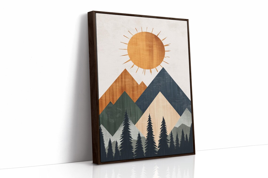 Modern Geometric Mountain Poster, Minimalist Landscape - Image 5