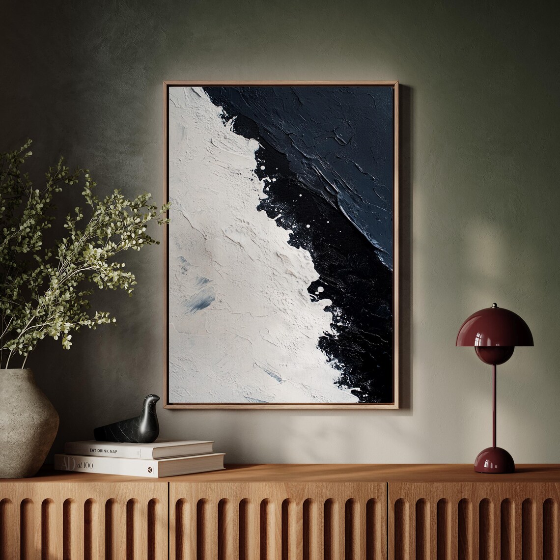 Bold Abstract Black And White Textured Painting - Image 5