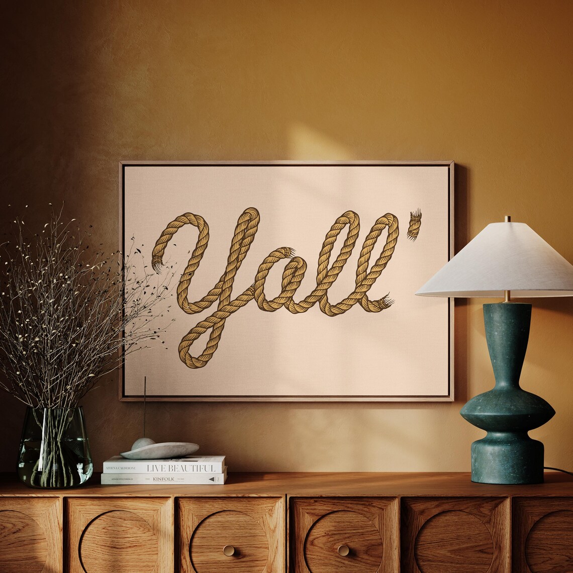 Rustic Western Rope Yall Typography, Country Decor - Image 3