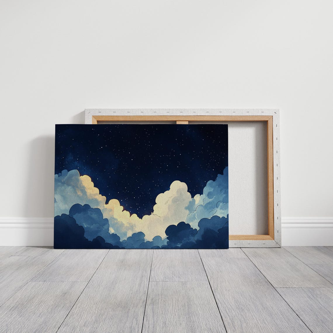Dreamy Night Sky Print Celestial Cloudscape Art Starry Night Wall Decor Atmospheric Midnight Illustration - Image 2
