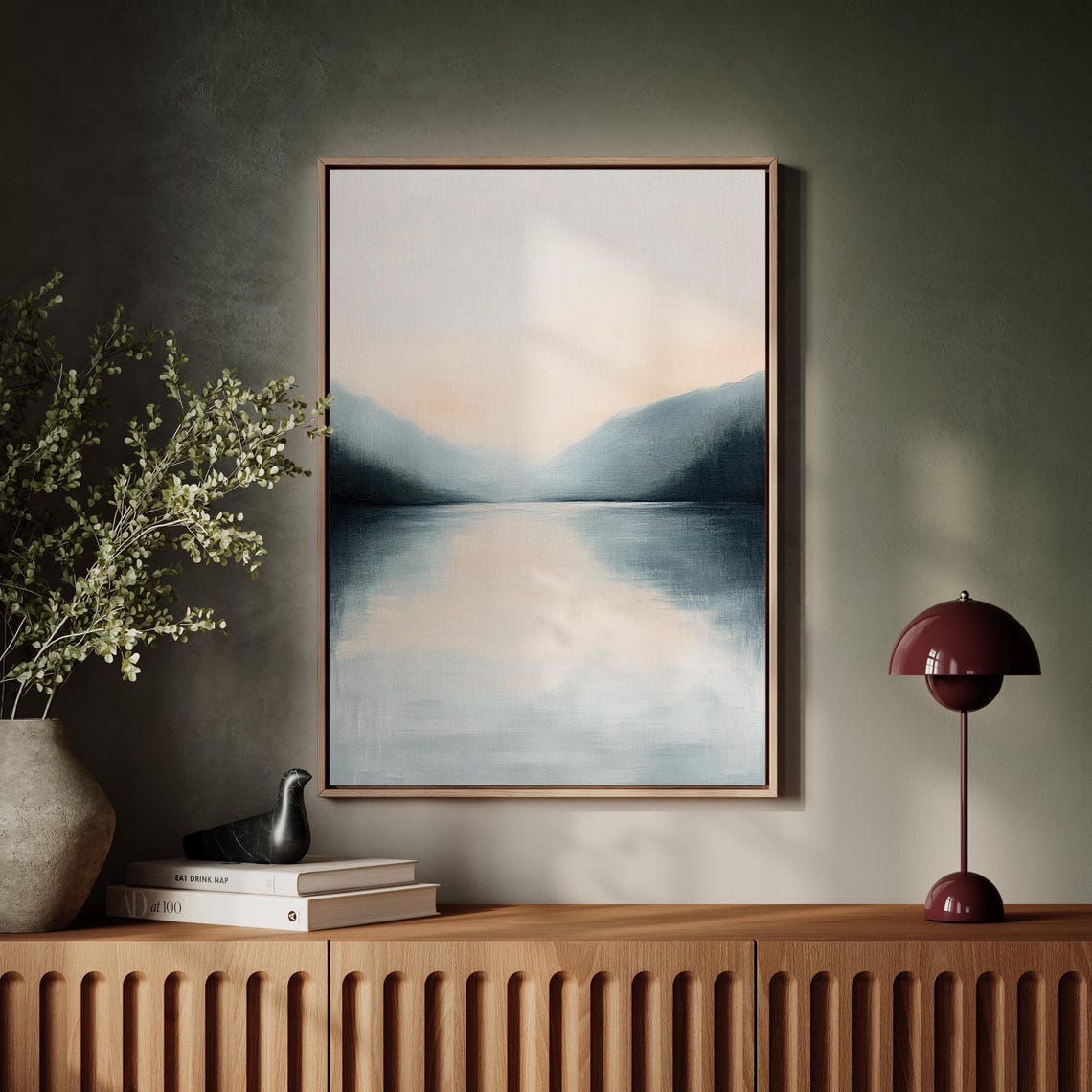 Minimalist Lake Landscape With Soft Pastels And Reflective Waters Wall Art Prints - Image 4