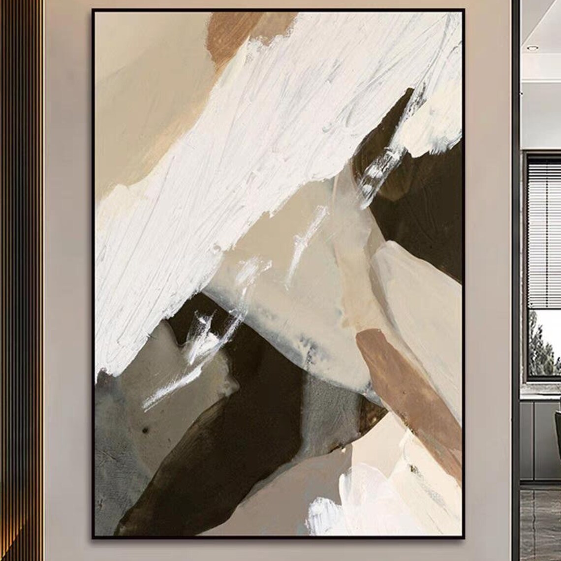 Beige Brown Gray Warm Brushstroke Abstract Modern Decor Poster