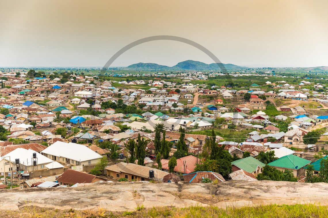 Abuja Nigeria City Panorama Colorful Rooftops Hill View Poster - Image 3