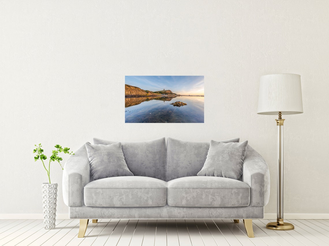 Kimmeridge Bay Dorset Still Water Cliff Reflection Sunset Poster - Image 2