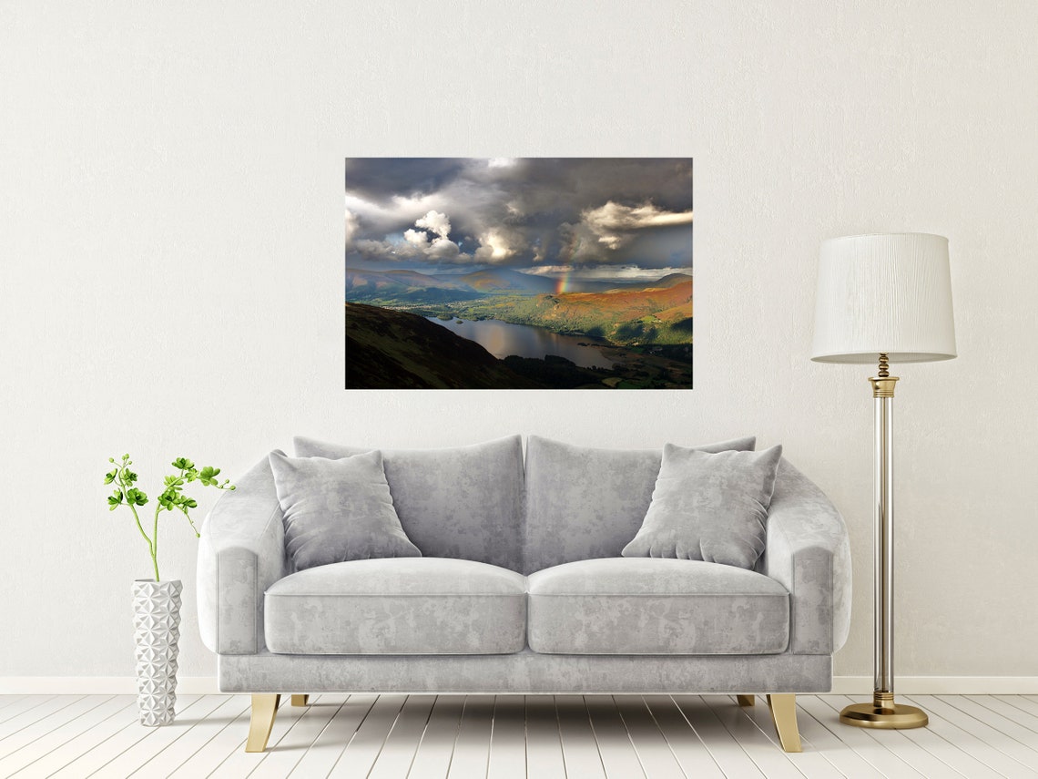Rainbow Over Keswick Lake District Derwentwater Storm Poster - Image 2