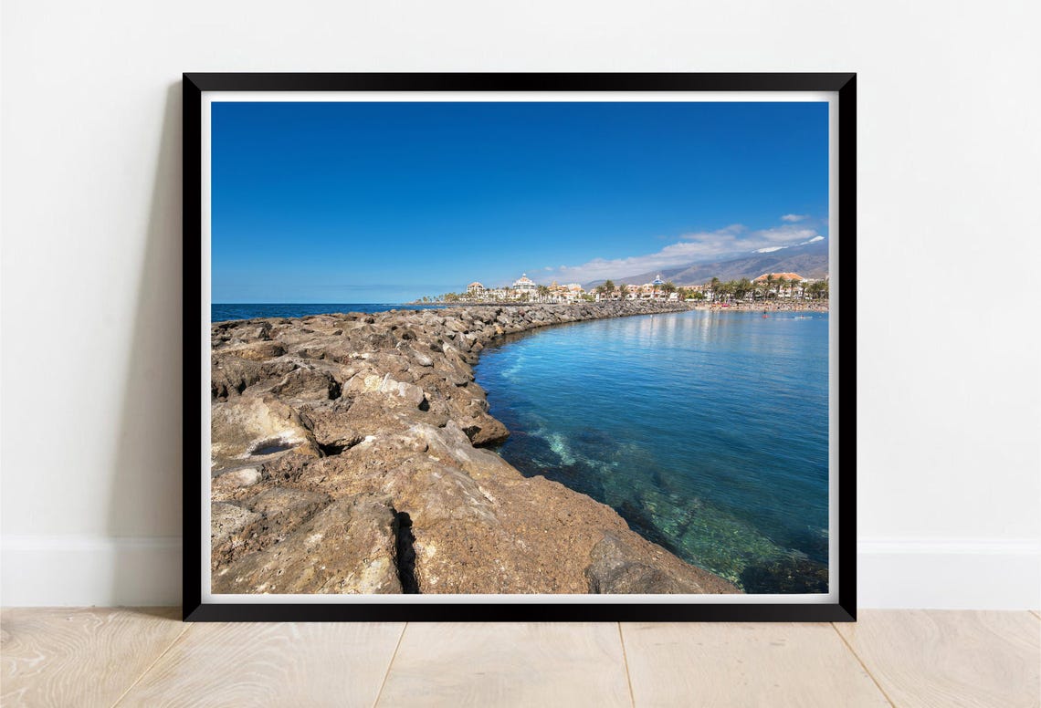 Volcanic Rocky Jetty Clear Turquoise Water Resort Town Poster