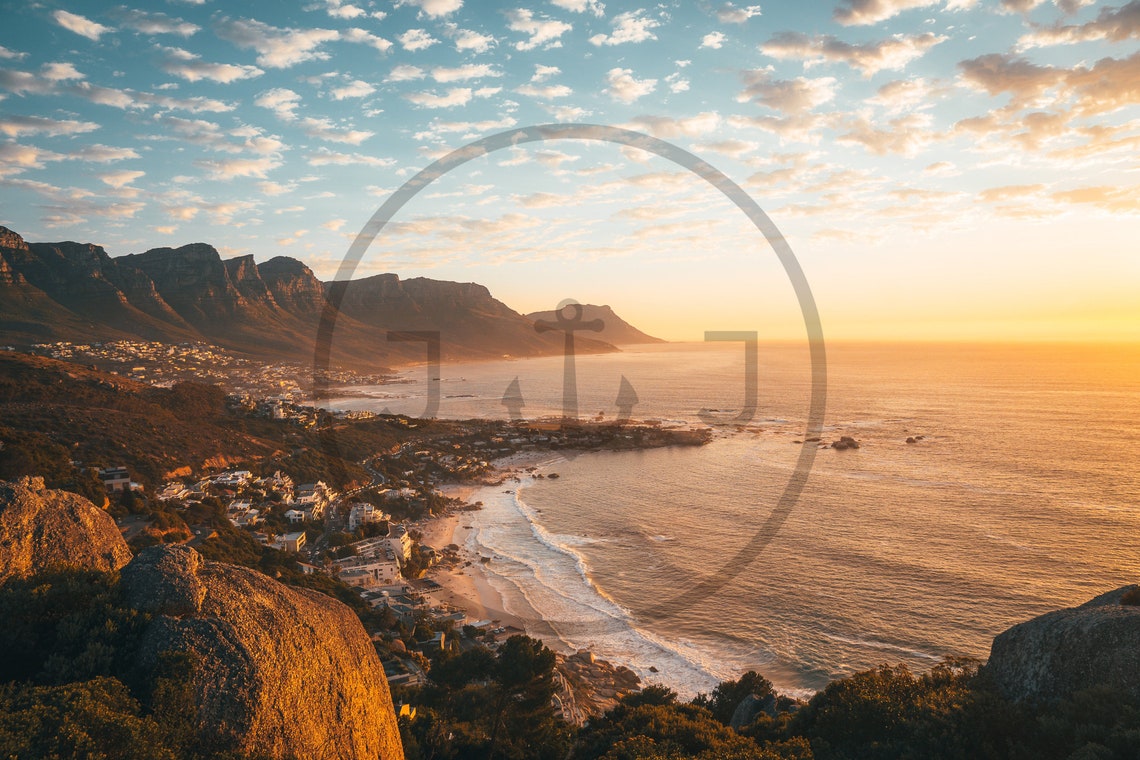 Cape Town South Africa Beach Sunset Golden Coast Mountain Poster - Image 3