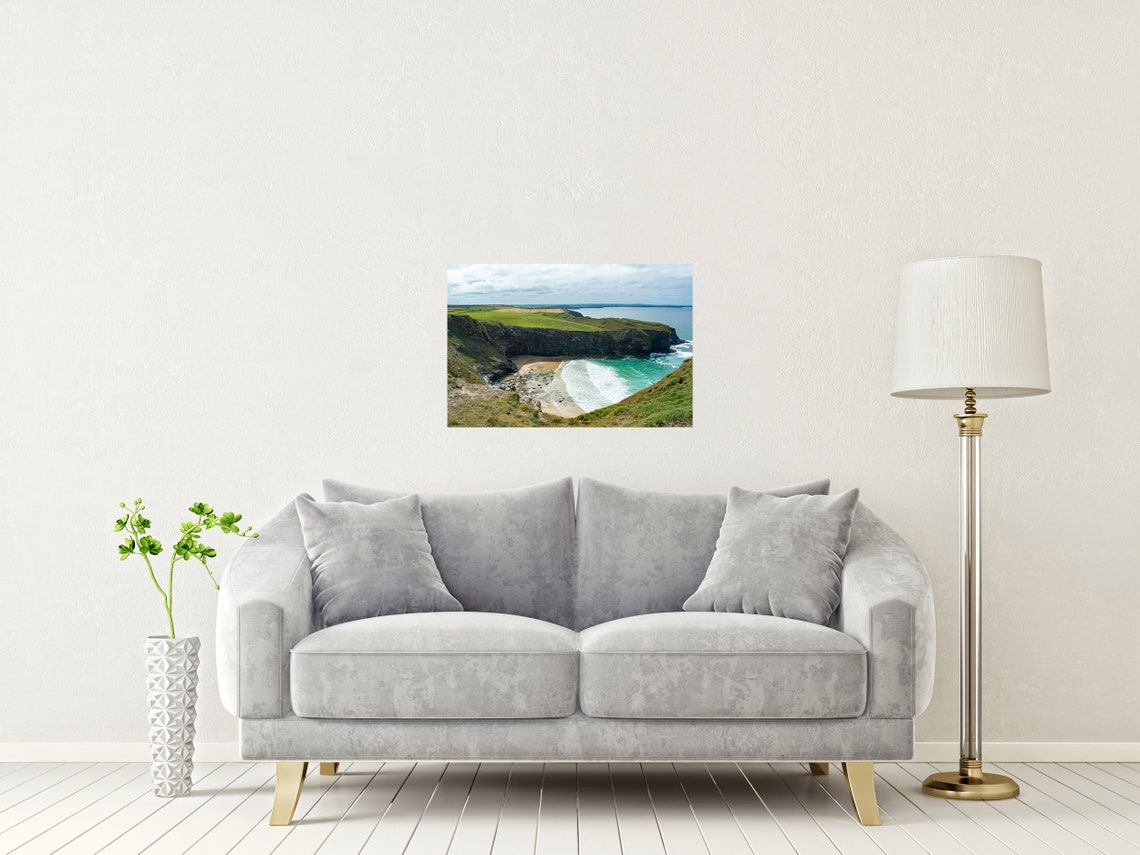 Beacon Cove Torquay Devon White Surf Rocky Cliffs View Poster - Image 2