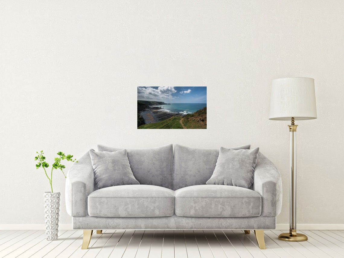 Green Marsland Cliff Near Bude Cornwall Sea Coastal Path Poster - Image 2