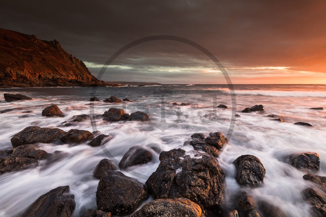Priest Cove Cape Cornwall Penzance Rocky Sunset Shore Waves Poster - Image 3