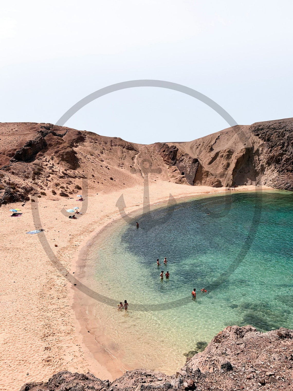 Turquoise Cove Beach Golden Sand Volcanic Cliffs Summer Escape Poster - Image 3