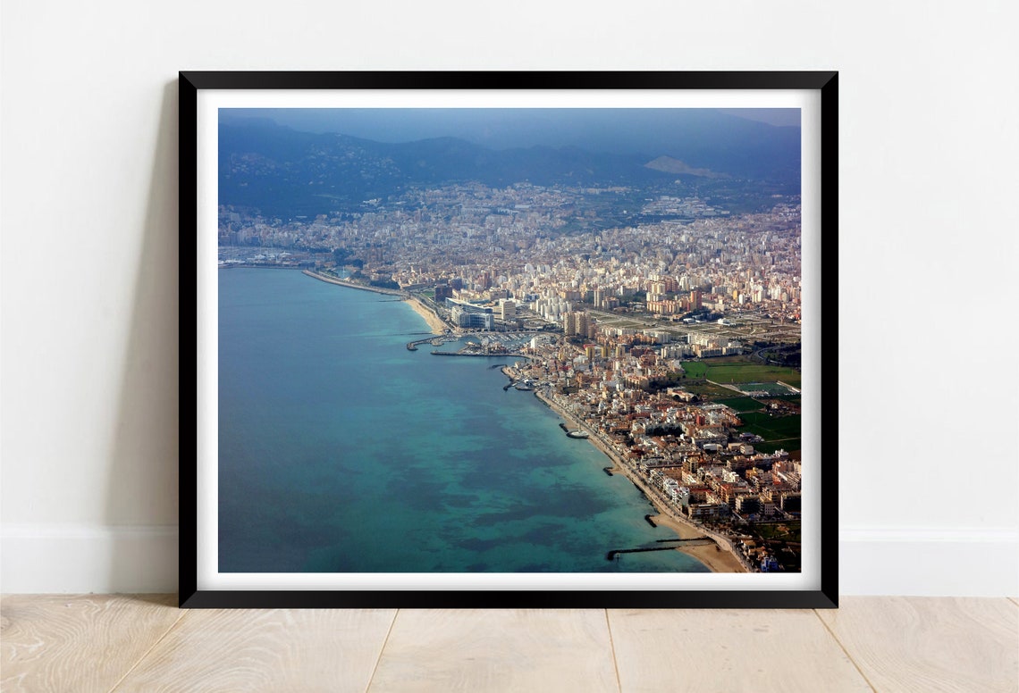 Palma De Mallorca Spain Aerial Coastal City Turquoise Sea View Poster