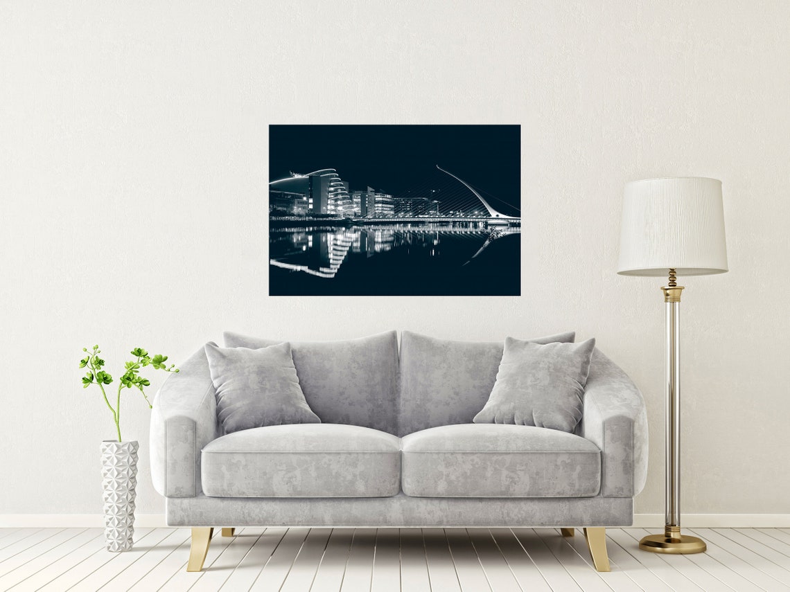 Samuel Beckett Bridge Dublin Night Lights River Reflections Poster - Image 2