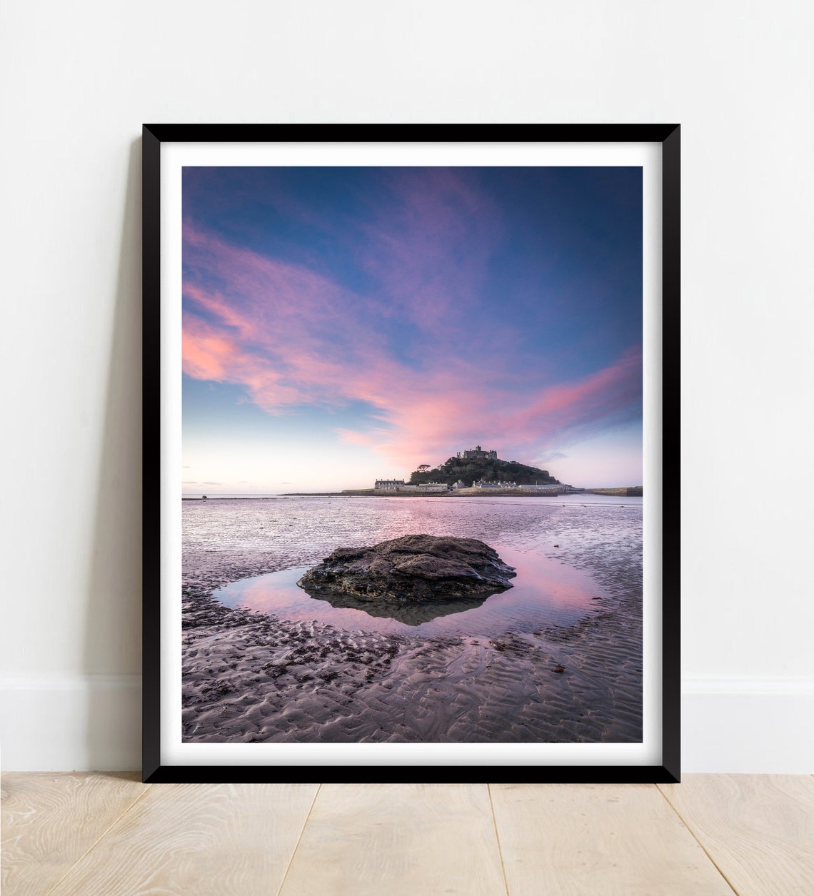 Saint Michaels Mount Cornwall Pink Sunset Tidal Island Poster
