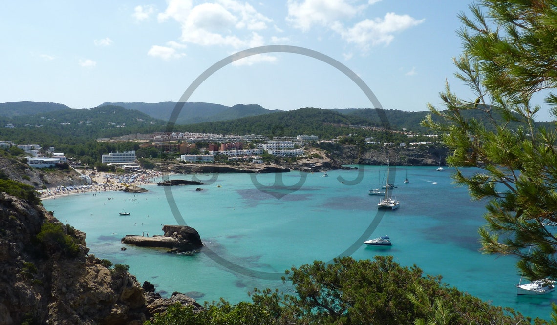 Cala Tarida Ibiza Turquoise Bay Boats Pine Cliffs Mediterranean Poster - Image 3