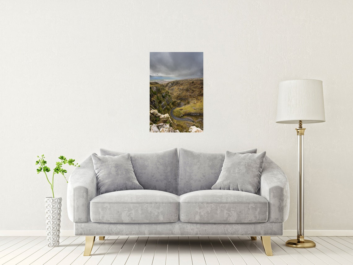 Cheddar Gorge Somerset Winding Road Storm Sky Landscape Poster - Image 2