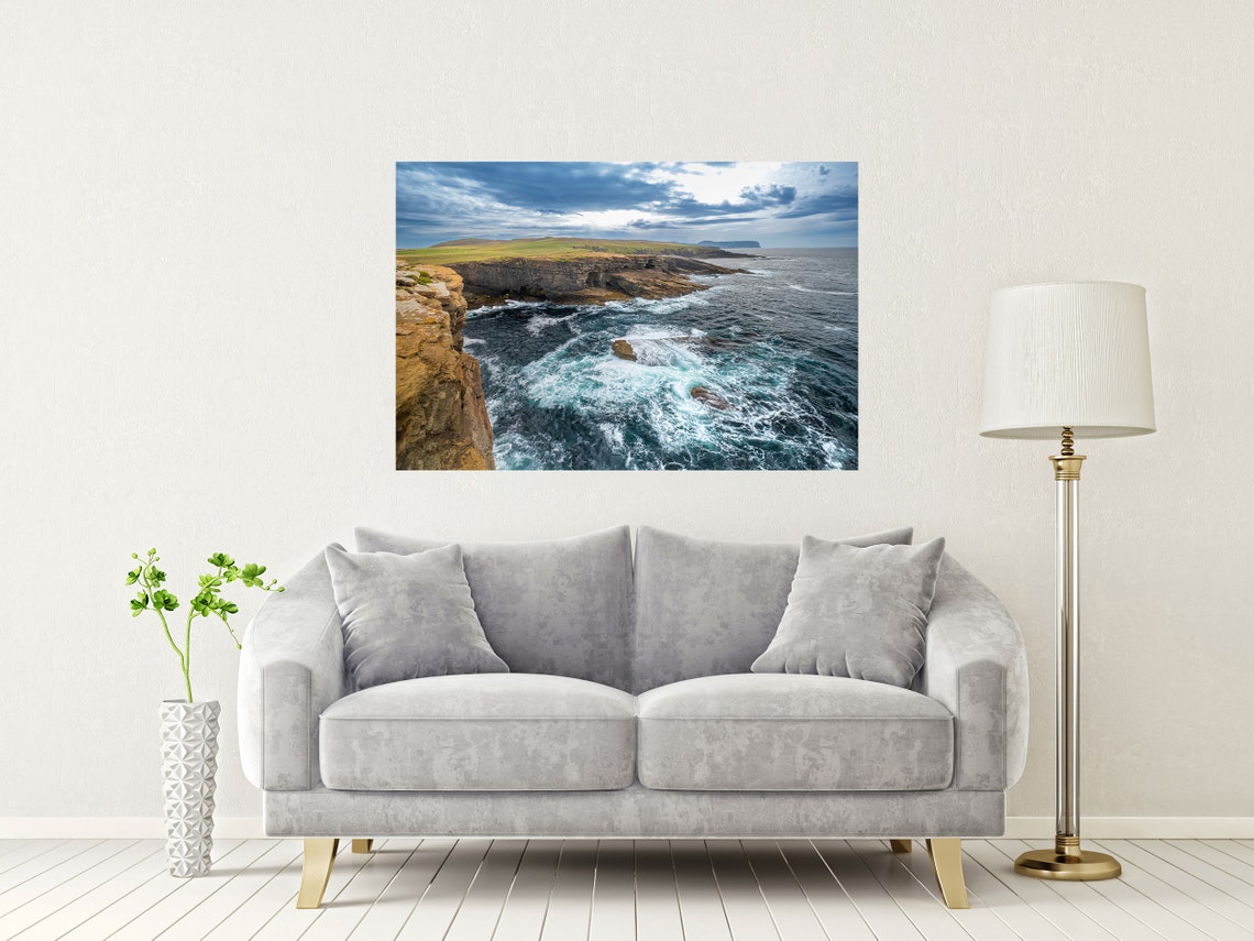 Yesnaby Cliffs Orkney Scotland Crashing Waves Sea View Poster - Image 2