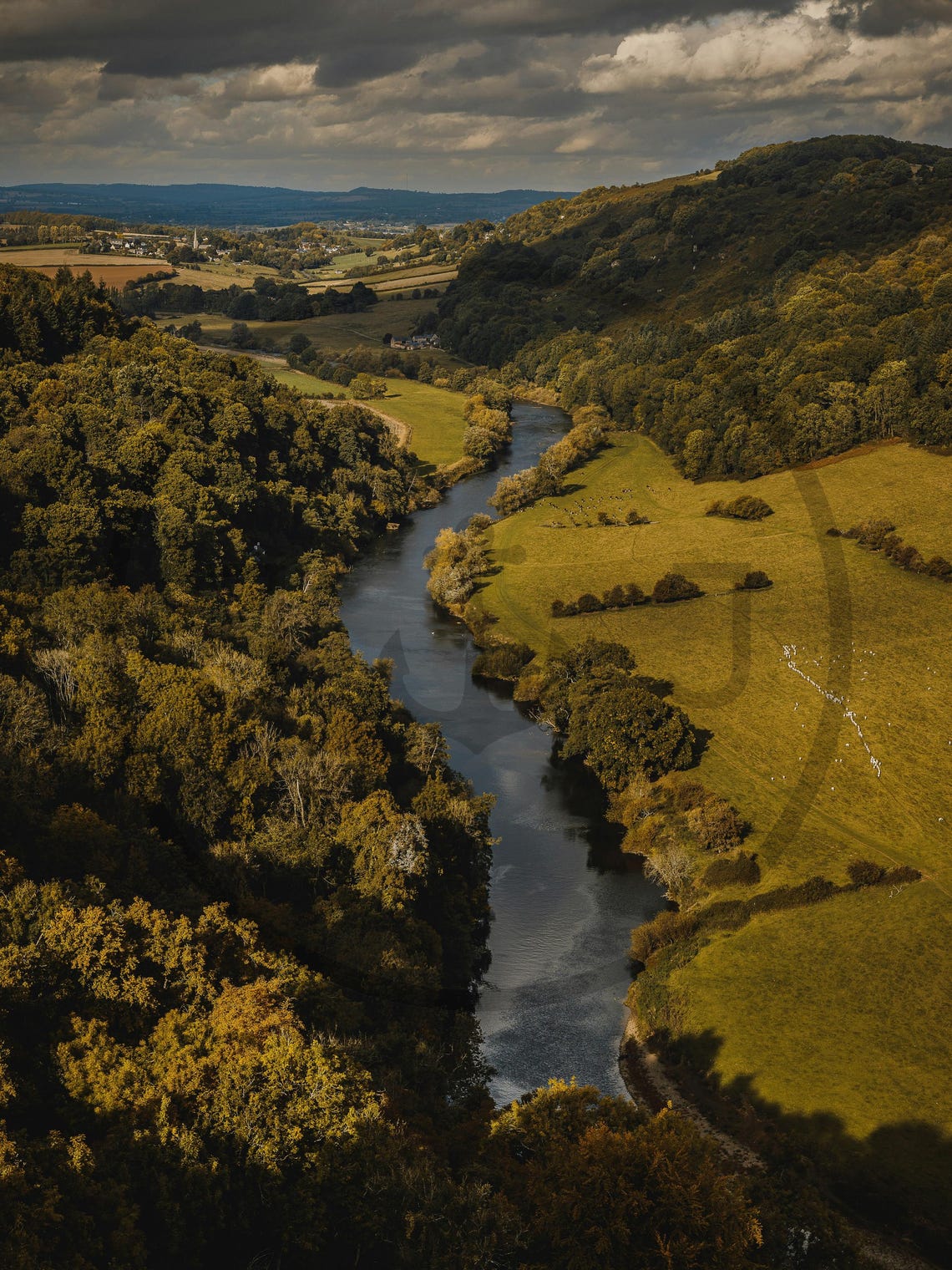 Winding River Through Lush Green Valley Aerial Nature Poster - Image 3