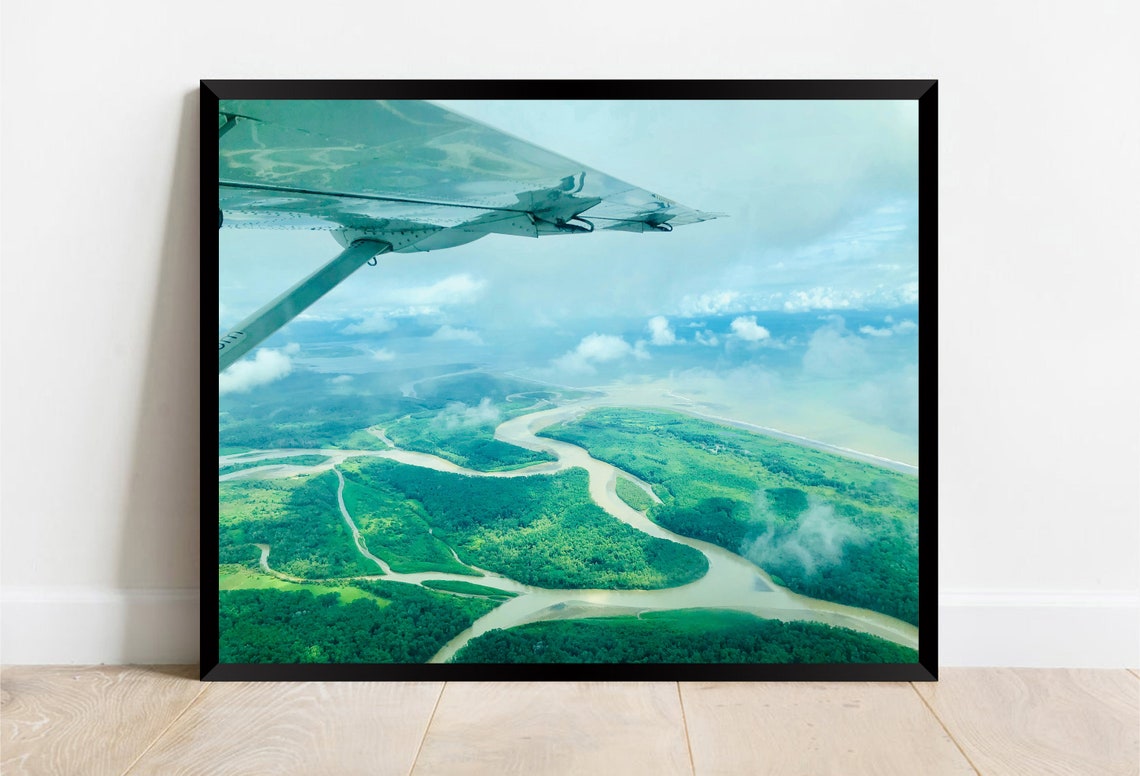Costa Rica Aerial Rainforest River Delta Coastline Photo Poster - Image 2