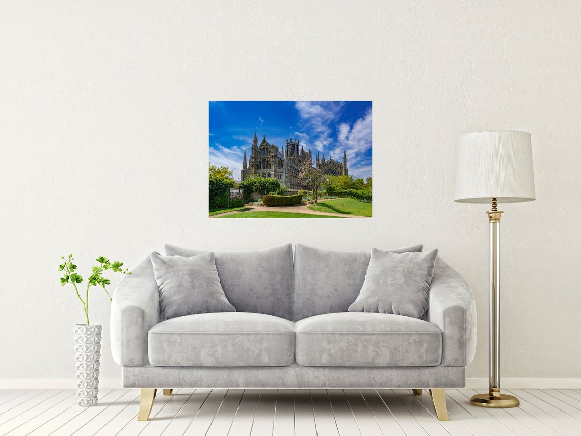 Ely Cathedral Cambridgeshire Gothic Spires In Summer Gardens Poster - Image 2