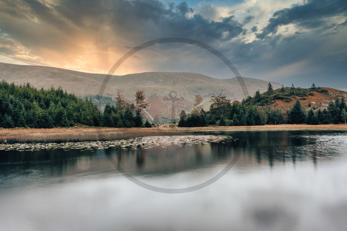 Harrop Tarn Keswick Cumbria Golden Sunset Lake Reflection Poster - Image 3