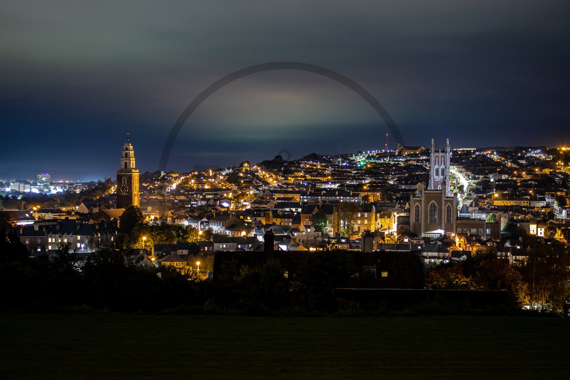 Cork City Ireland Night Lights Cathedral Skyline View Poster - Image 3