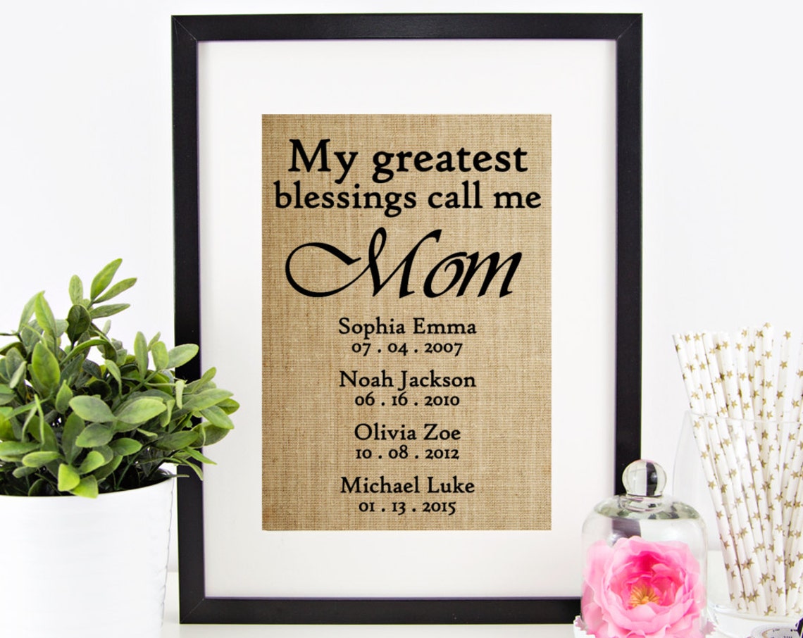 Personalized Mothers Day Gift Gift For Mom From Daughter Mom Gift My Greatest Blessings Call Me Mom Wall Art Birthday Gift