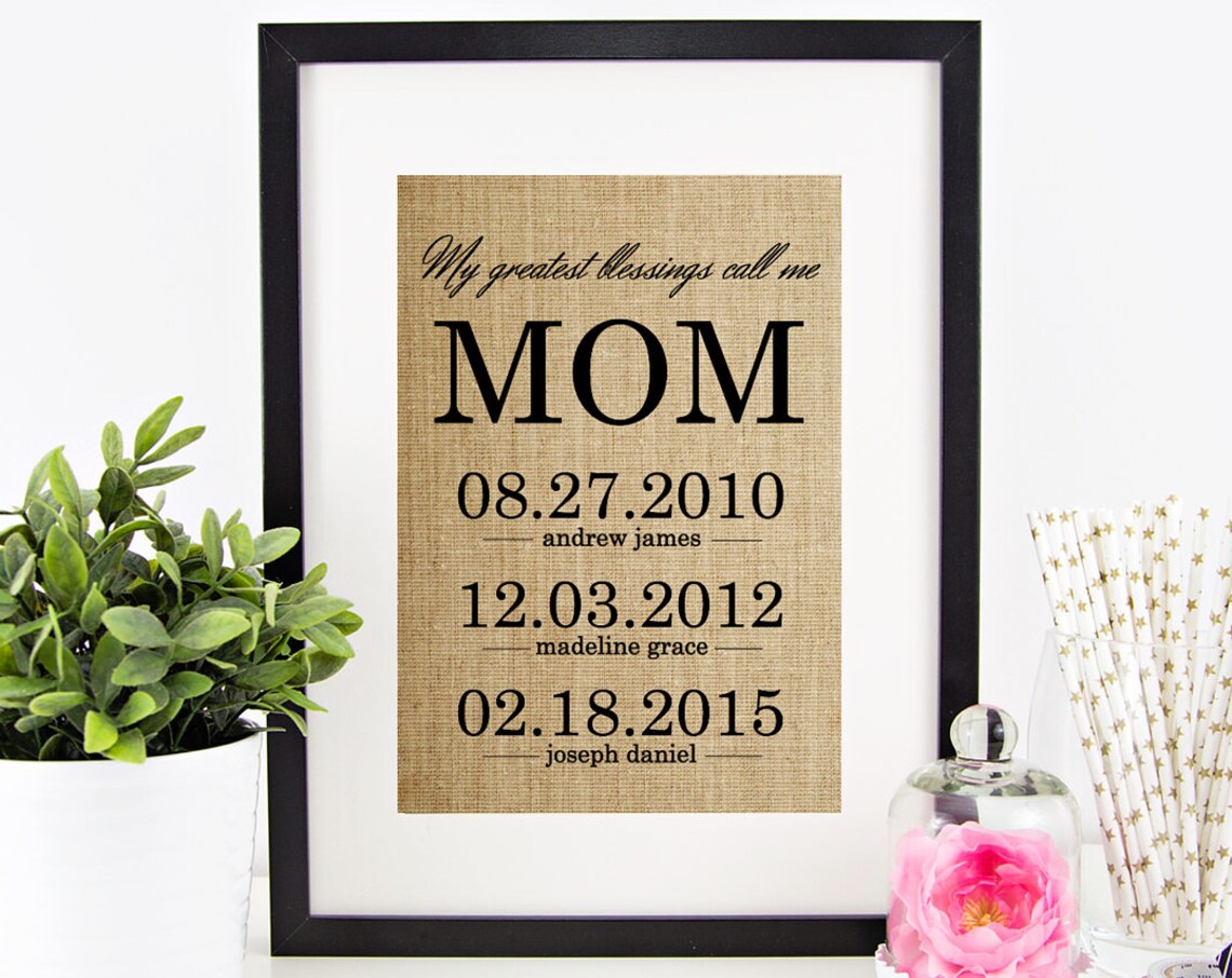 My Greatest Blessings Call Me Mom Birth Dates Custom Family Poster