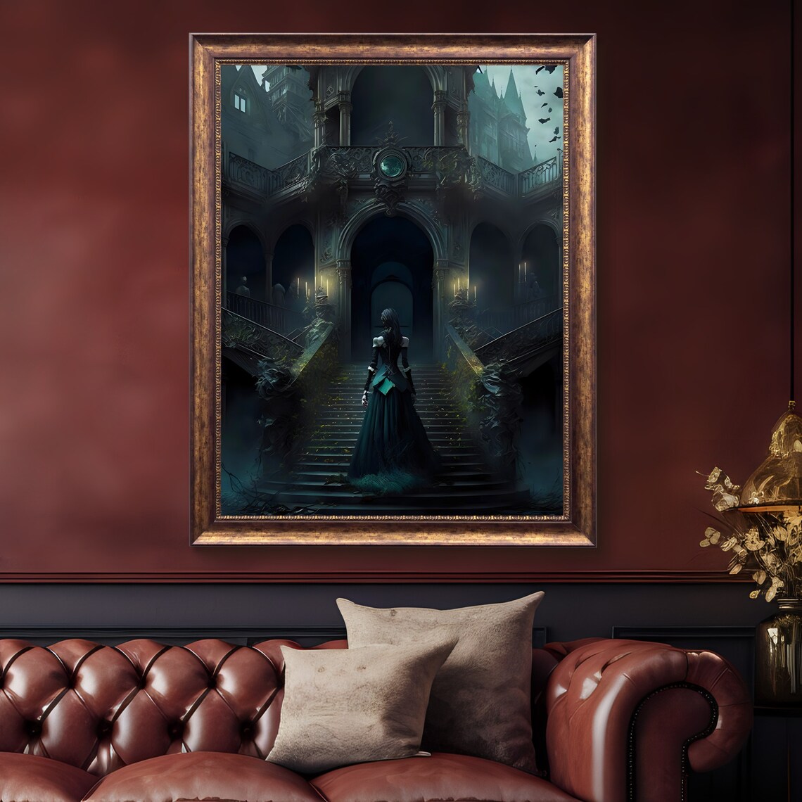 Gothic Lady Victorian Gothic Art Print, Dark Oil Style - Image 4