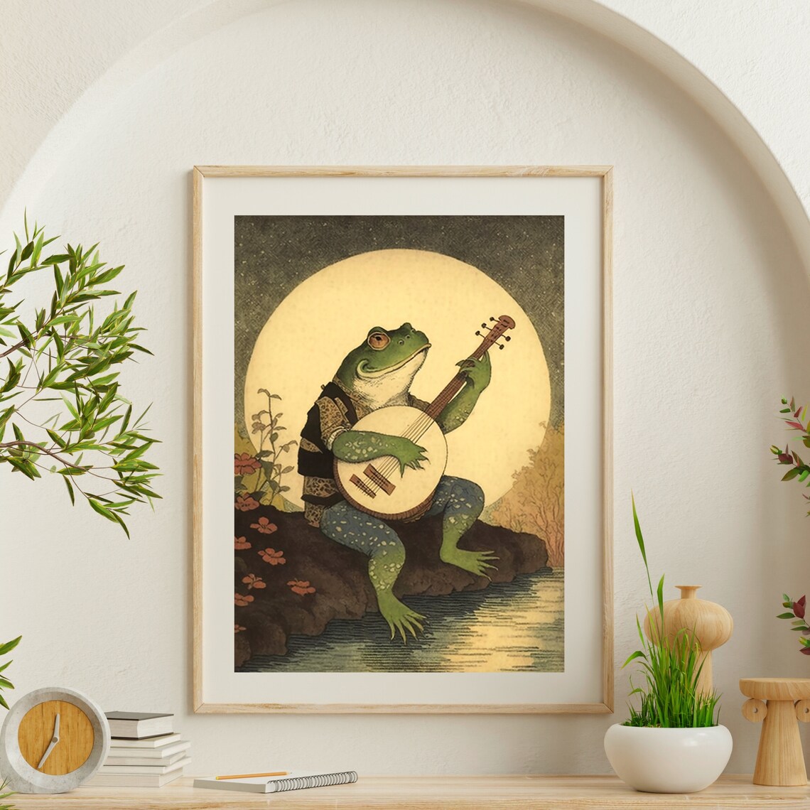 Frog Playing Banjo in Moonlight, Vintage Poster - Image 3
