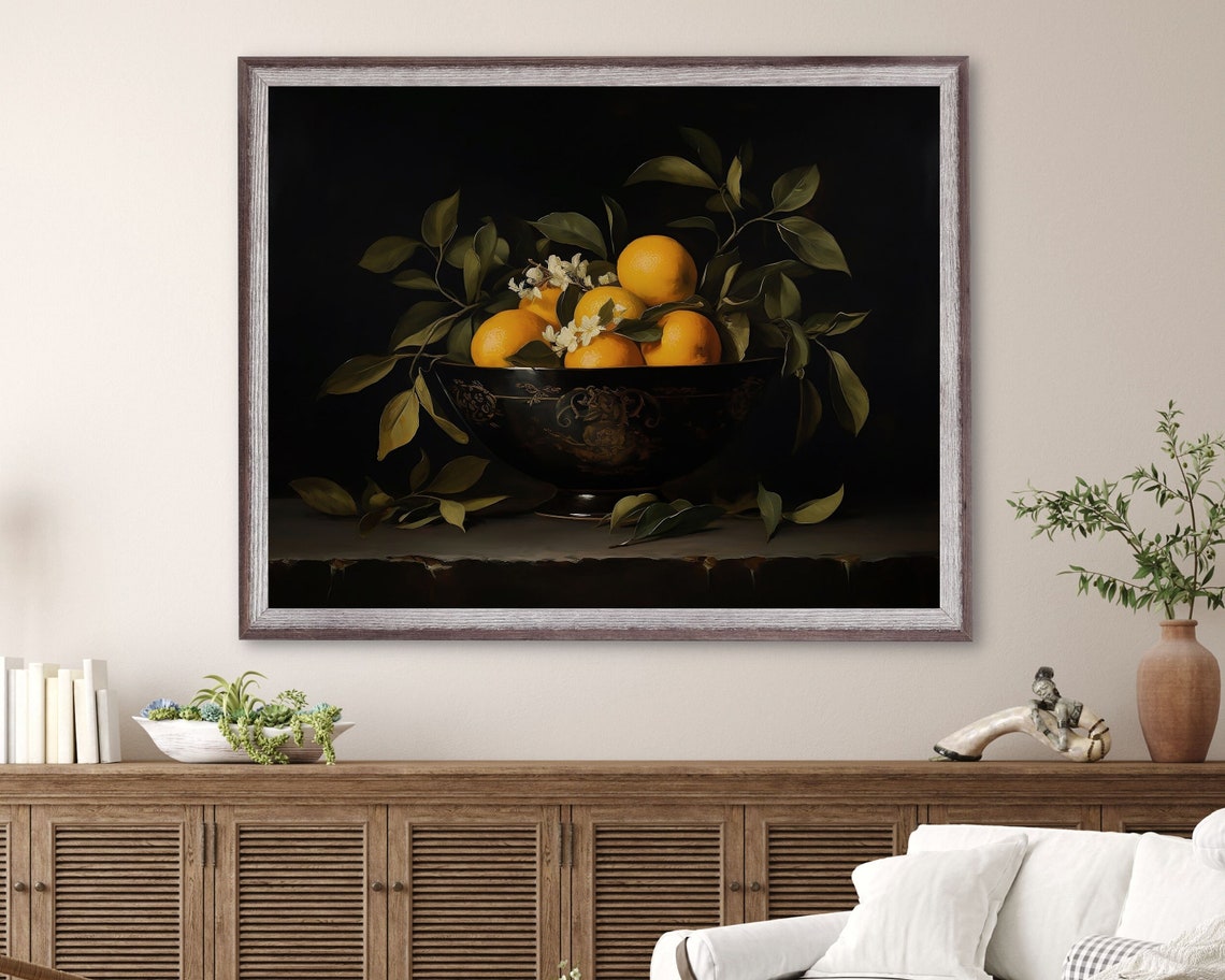 Oranges Vintage Citrus Still Life, Rustic Kitchen Art Print - Image 2