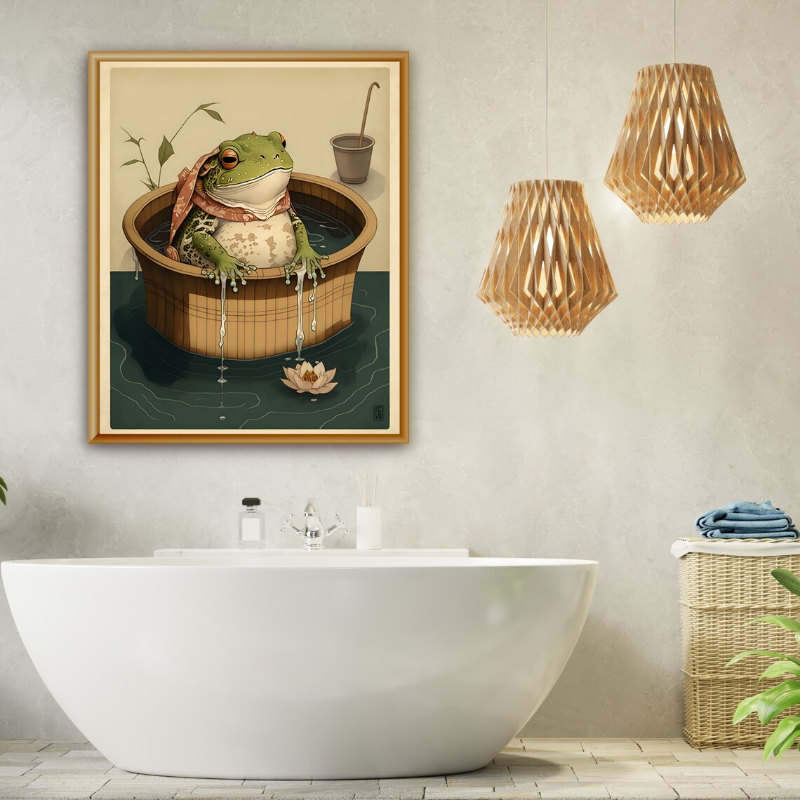Japanese Frog, Matsumoto Hoji Vintage Bathroom Art Print - Image 4