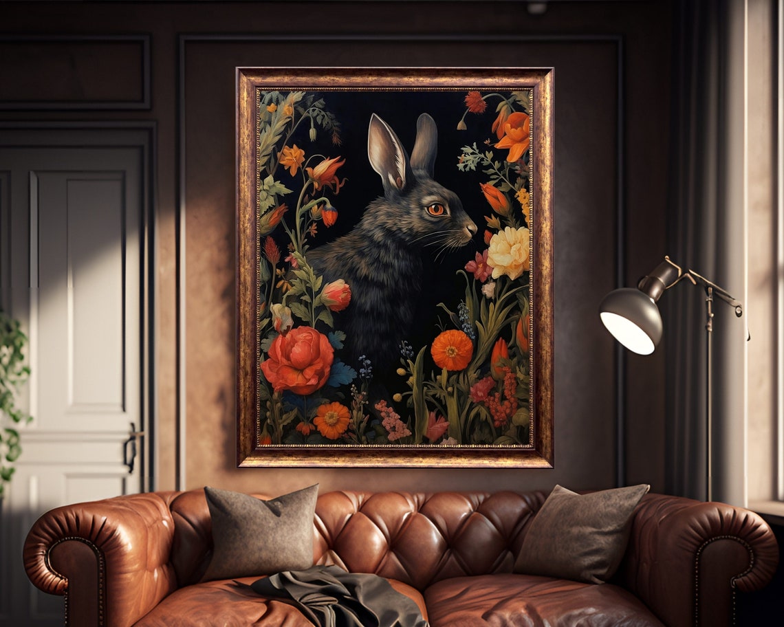 Black Rabbit Gothic Dark Academia Wall Art Print - Image 4