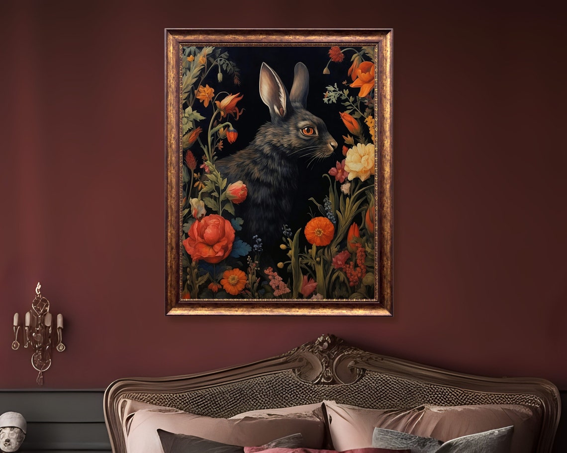 Black Rabbit Gothic Dark Academia Wall Art Print - Image 2