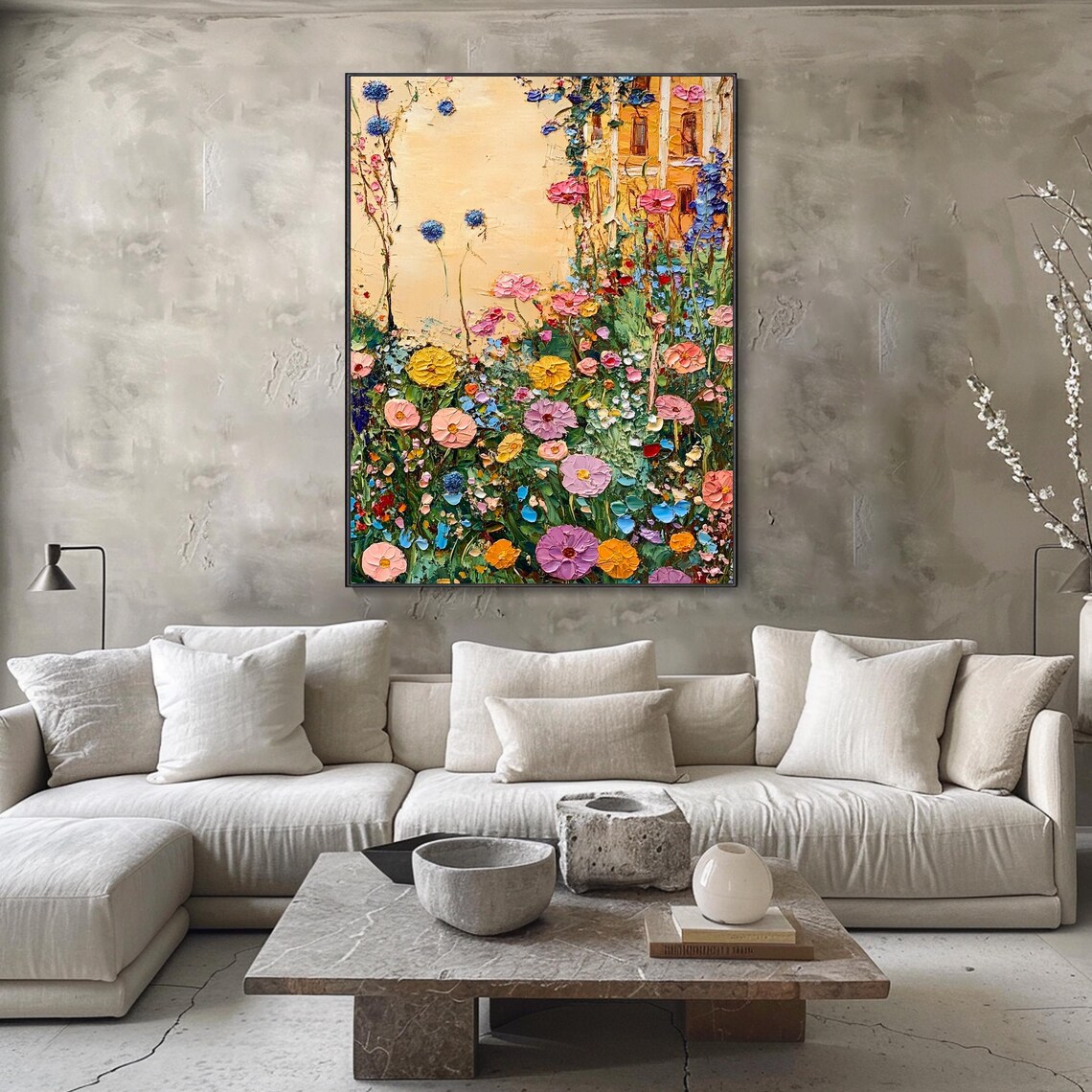 Wildflower Garden Tall Blooms Cream Background Floral Art Poster - Image 4