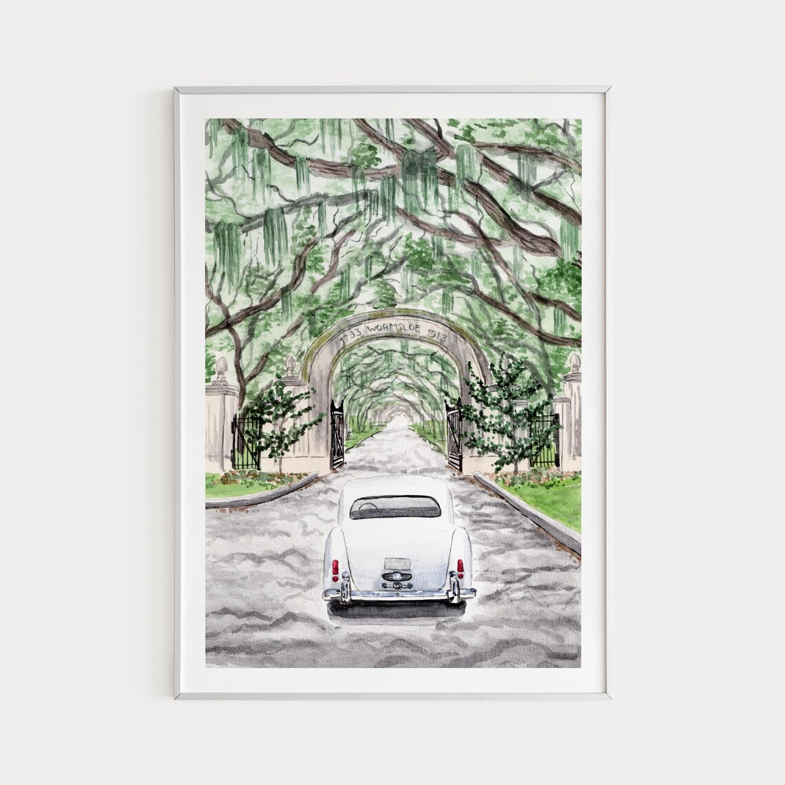 Wormsloe Plantation Savannah Watercolor Travel Poster