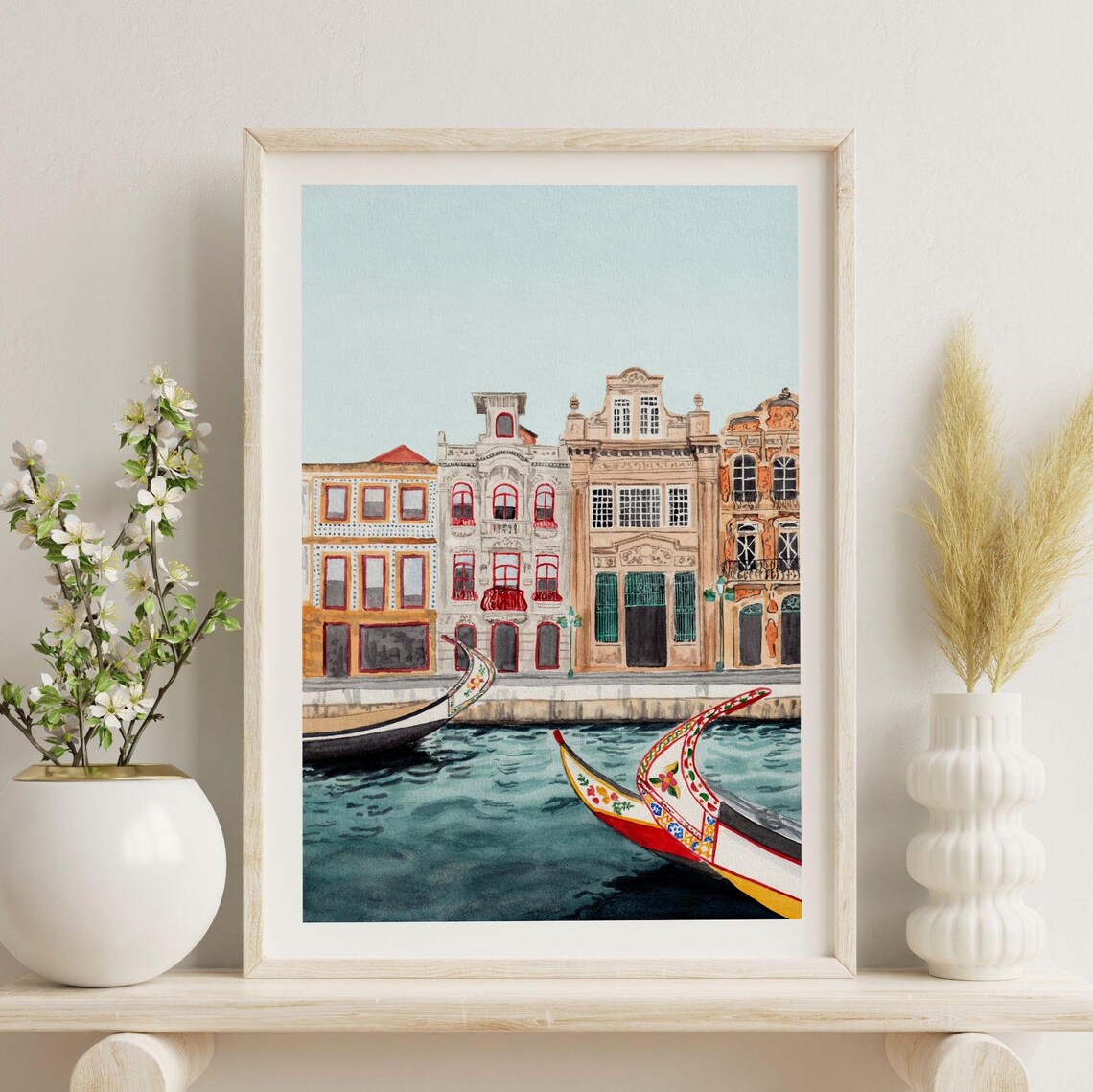 Aveiro Watercolor Travel Poster, Portugal Cityscape - Image 3